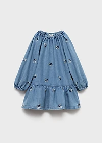 Flower embroidered denim dress