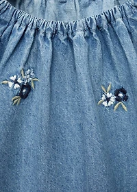 Flower embroidered denim dress