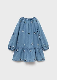 Flower embroidered denim dress