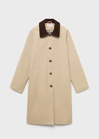 Trench coat with contrasting collar
