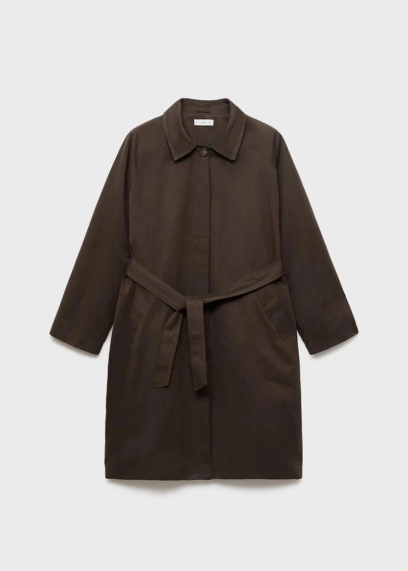 Worn-effect trench coat