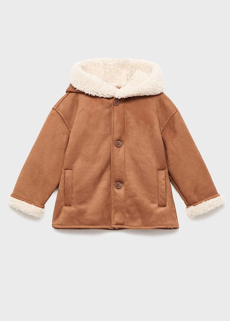 Suede effect sheepskin coat