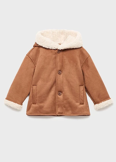 Suede effect sheepskin coat