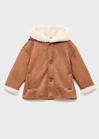 Suede effect sheepskin coat