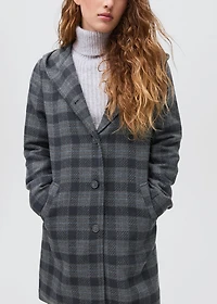 Checked-print cloth coat