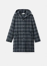 Checked-print cloth coat