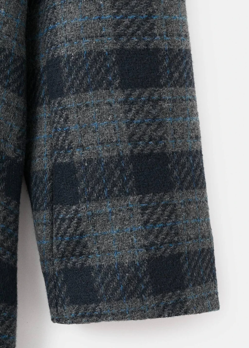 Checked-print cloth coat