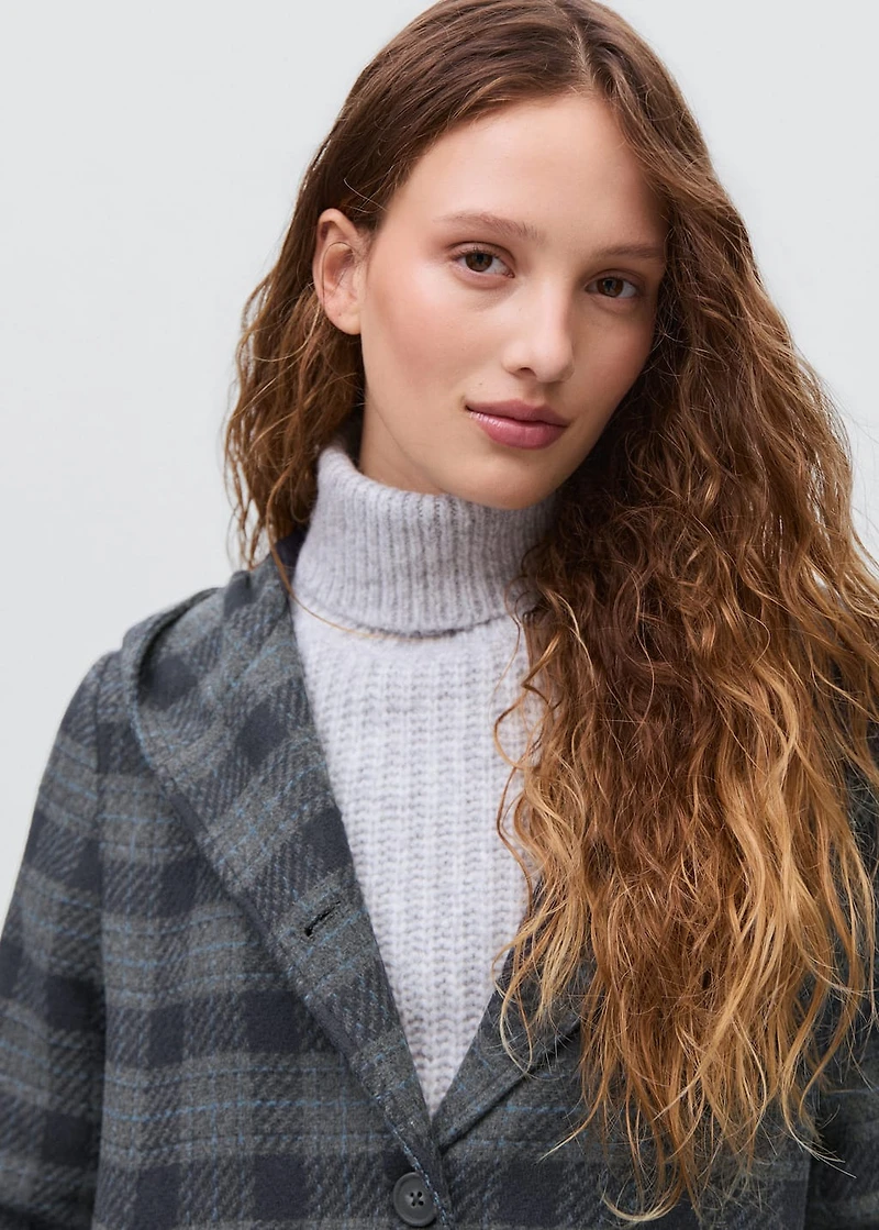 Checked-print cloth coat