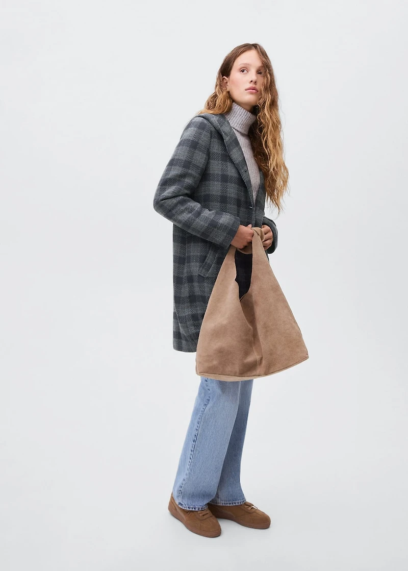 Checked-print cloth coat