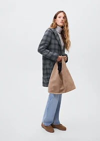 Checked-print cloth coat