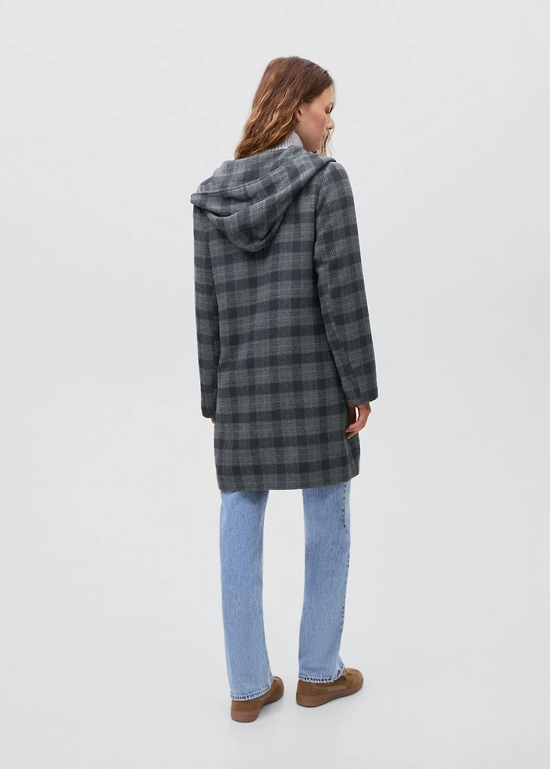 Checked-print cloth coat