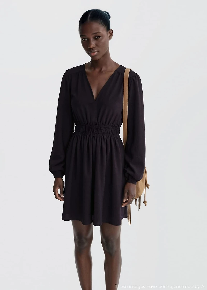 Dress with gathered waist