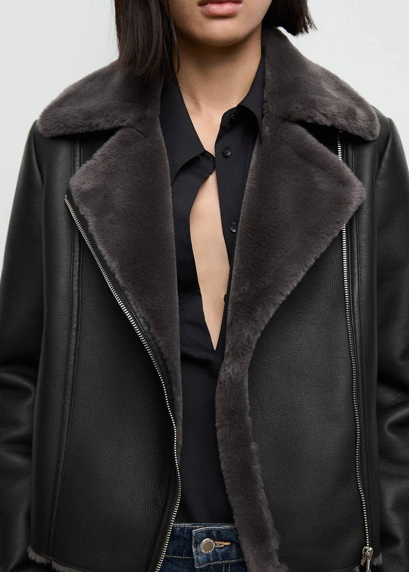 Fur-effect biker jacket