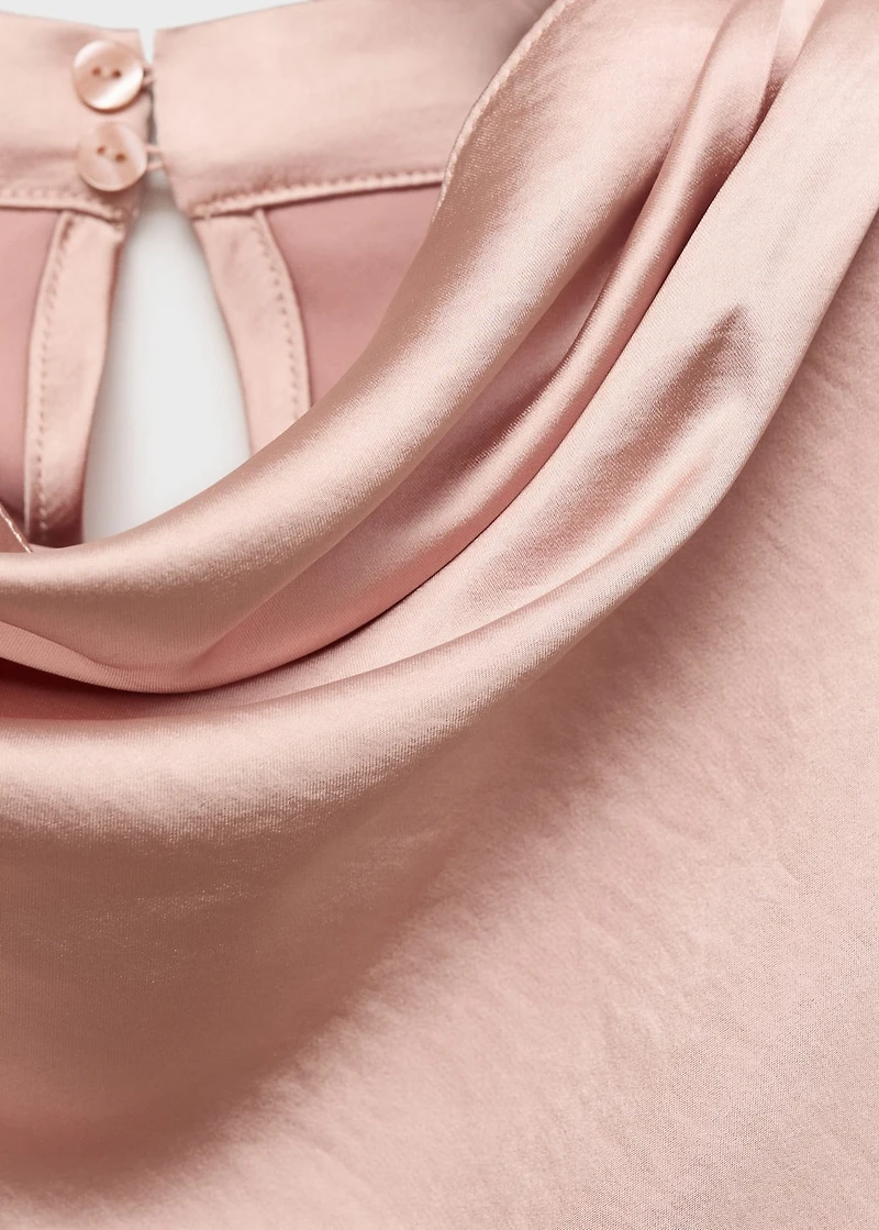 Satin blouse with draped neck
