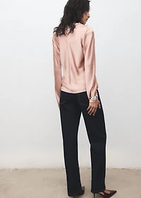 Satin blouse with draped neck