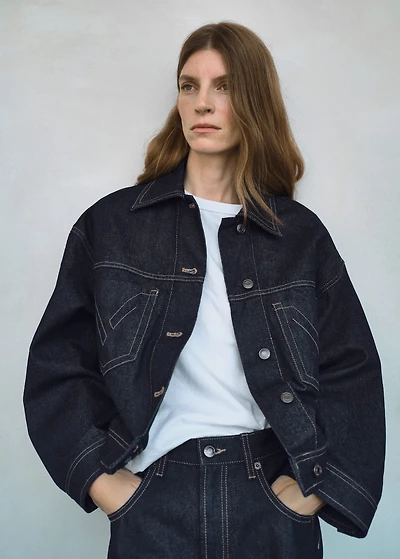 Denim jacket with decorative stitching