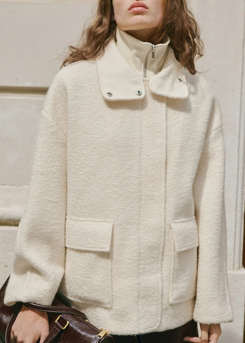Bouclé jacket with high neck