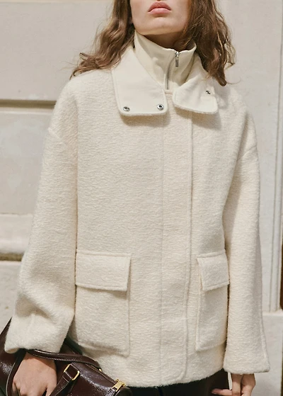 Bouclé jacket with high neck