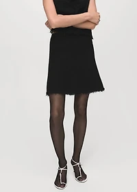 Tweed skirt with frayed hem