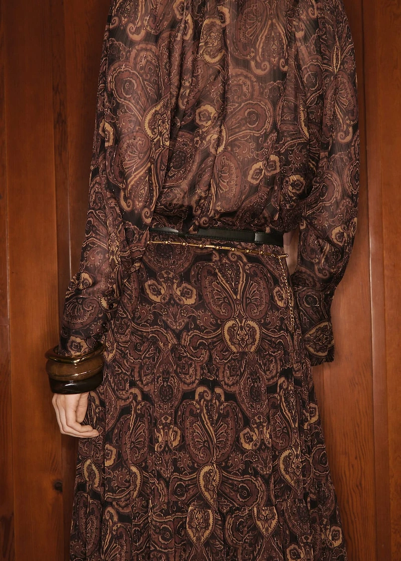 Paisley-print blouse with foulard