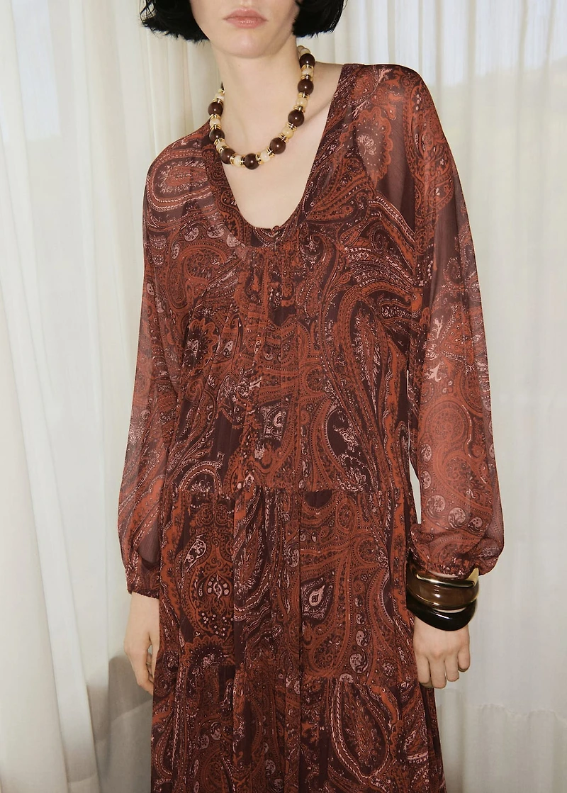 Paisley-print oversized dress