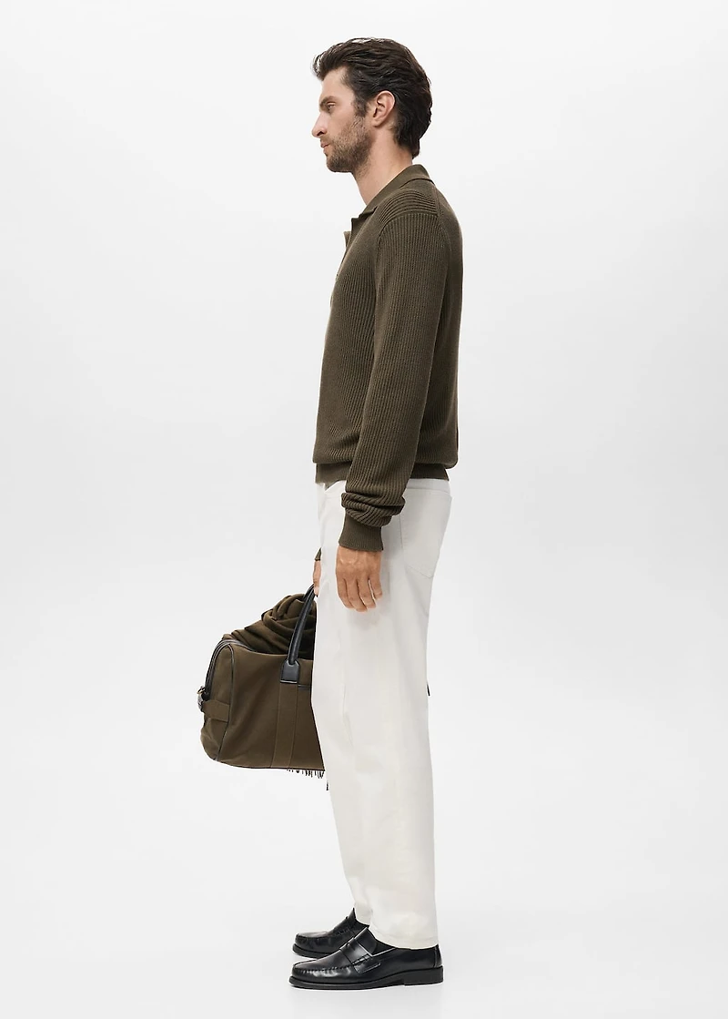 Structured cotton polo sweater