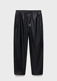 Leather-effect elastic waist pants