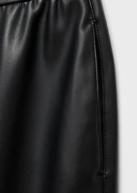 Leather-effect elastic waist pants