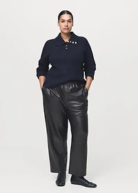 Leather-effect elastic waist pants