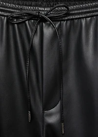 Leather-effect elastic waist pants