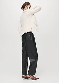 Leather-effect elastic waist pants