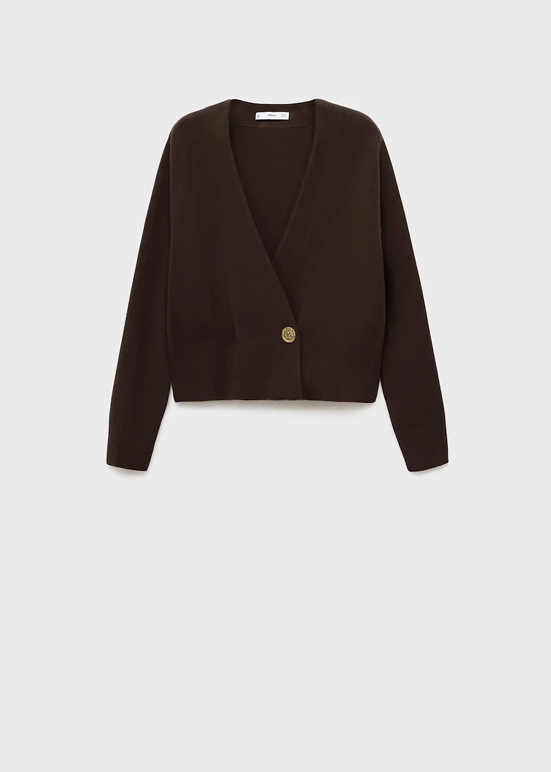 Cross-over cardigan with jewel button