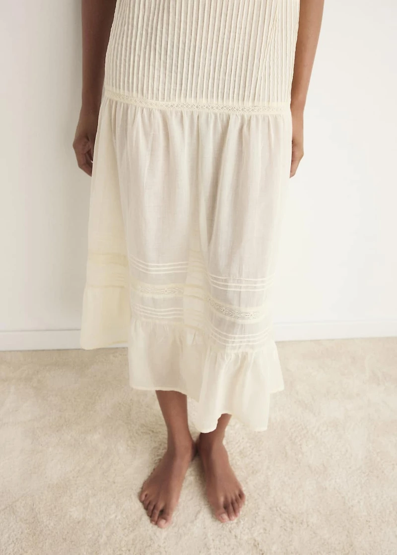 Cotton lace nightdress with drawstring