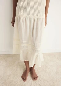 Cotton lace nightdress with drawstring