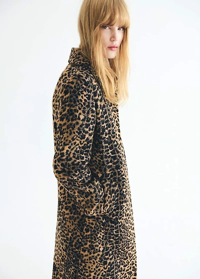 Leopard-print long coat