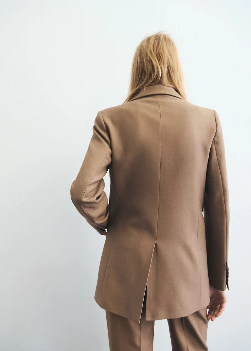 Wool-blend suit blazer with pockets