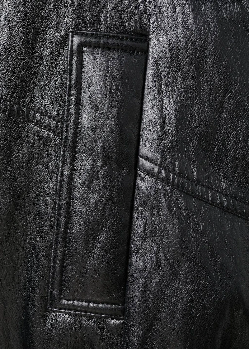 Leather-effect jacket with shearling collar