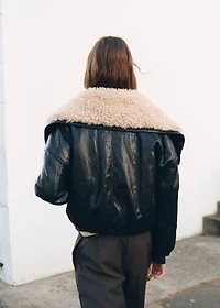 Leather-effect jacket with shearling collar