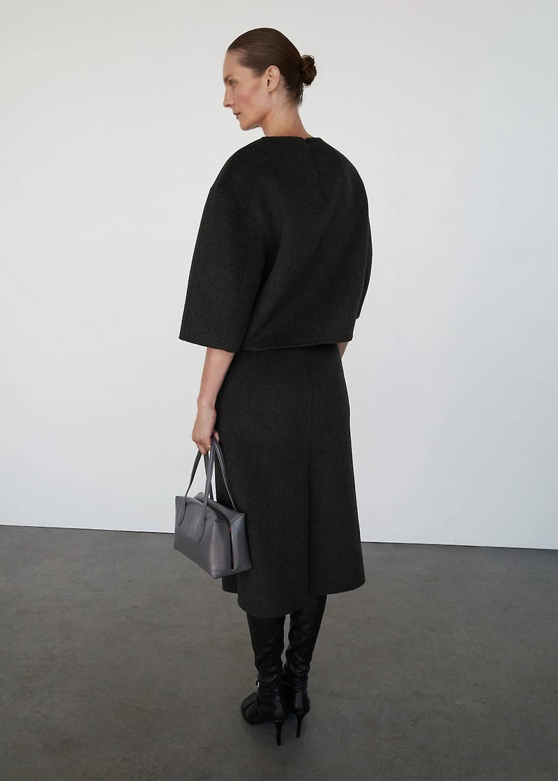 Wool midi-skirt with slit