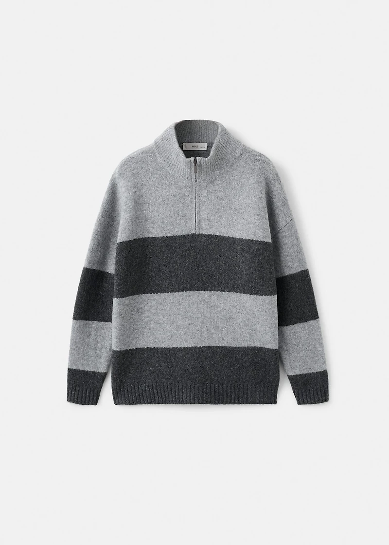Striped sweater with perkins neck