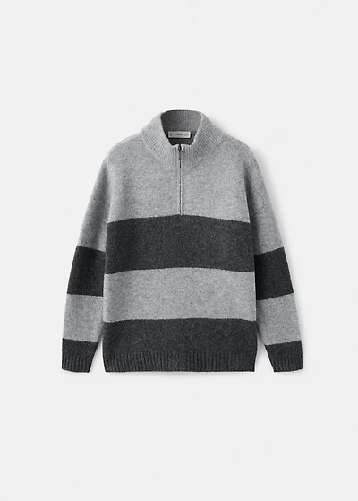 Striped sweater with perkins neck