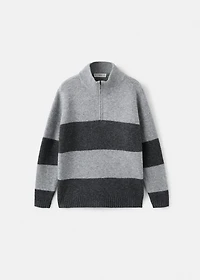 Striped sweater with perkins neck