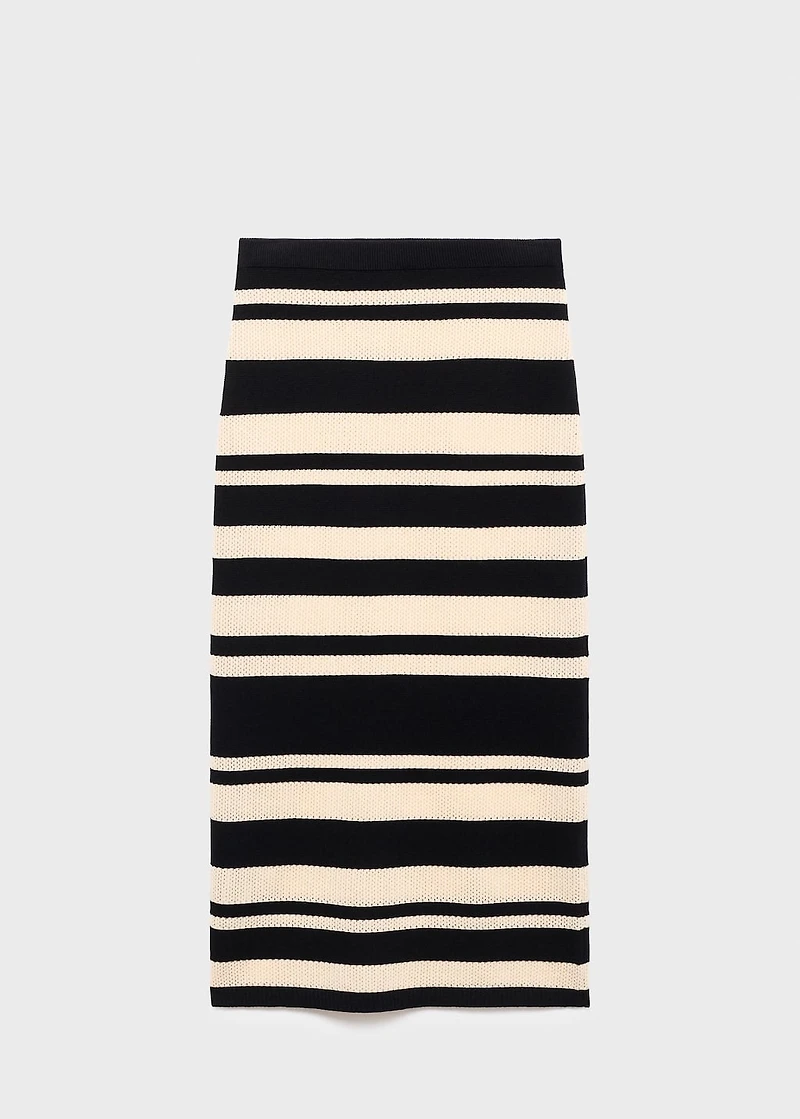 Knitted midi skirt with stripes