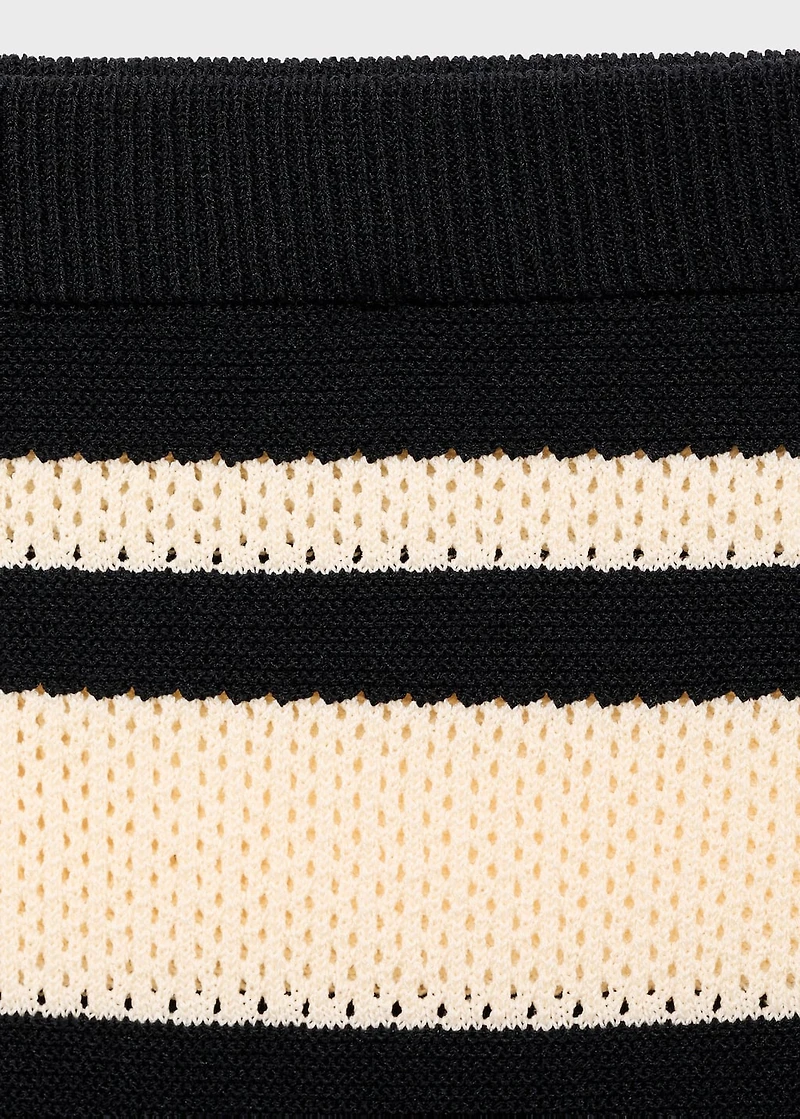 Knitted midi skirt with stripes