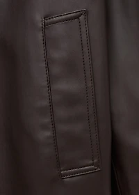 Long leather-effect trench coat