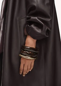Long leather-effect trench coat