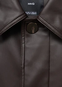 Long leather-effect trench coat
