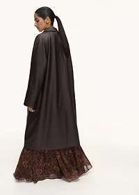 Long leather-effect trench coat