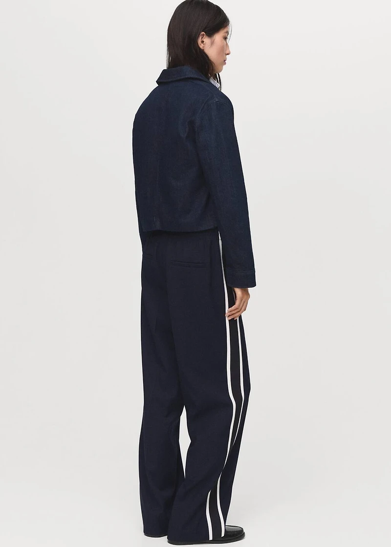 Contrast stripe straight pants