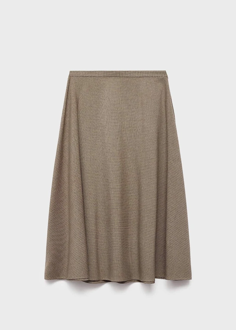 Houndstooth wool-blend skirt
